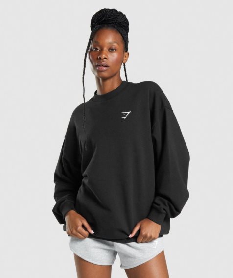 Women's Gymshark Training Oversized Sweatshirts Black | NZ 3JCWRF